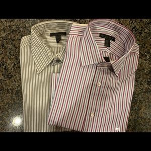 2 Express Dress Shirts | Striped | Large